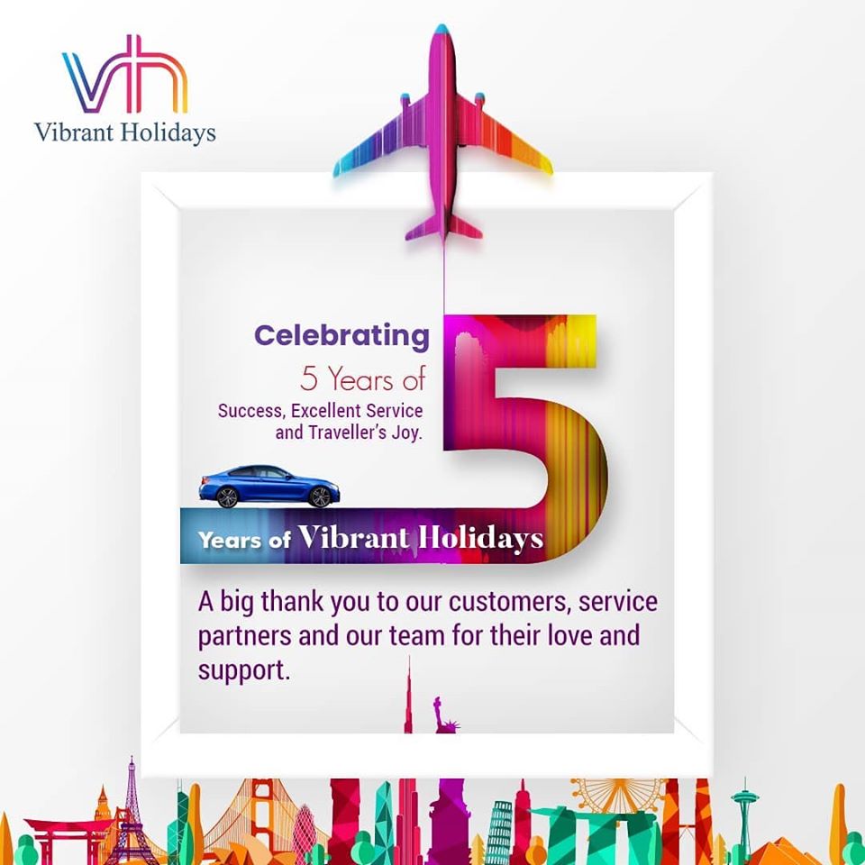 vibrant_holiday's tweet photo. Celebrating 5 Years of Success, Excellent Service and Traveller's Joy...
A big thank you to our customers, service partners and our team for their love and support...
#vibrantholidays #celebrat #5thyear #anniversary #success #excellentservice #ahmedabadchoice #addfoxmultimedia https://t.co/v8LMpX0CSu