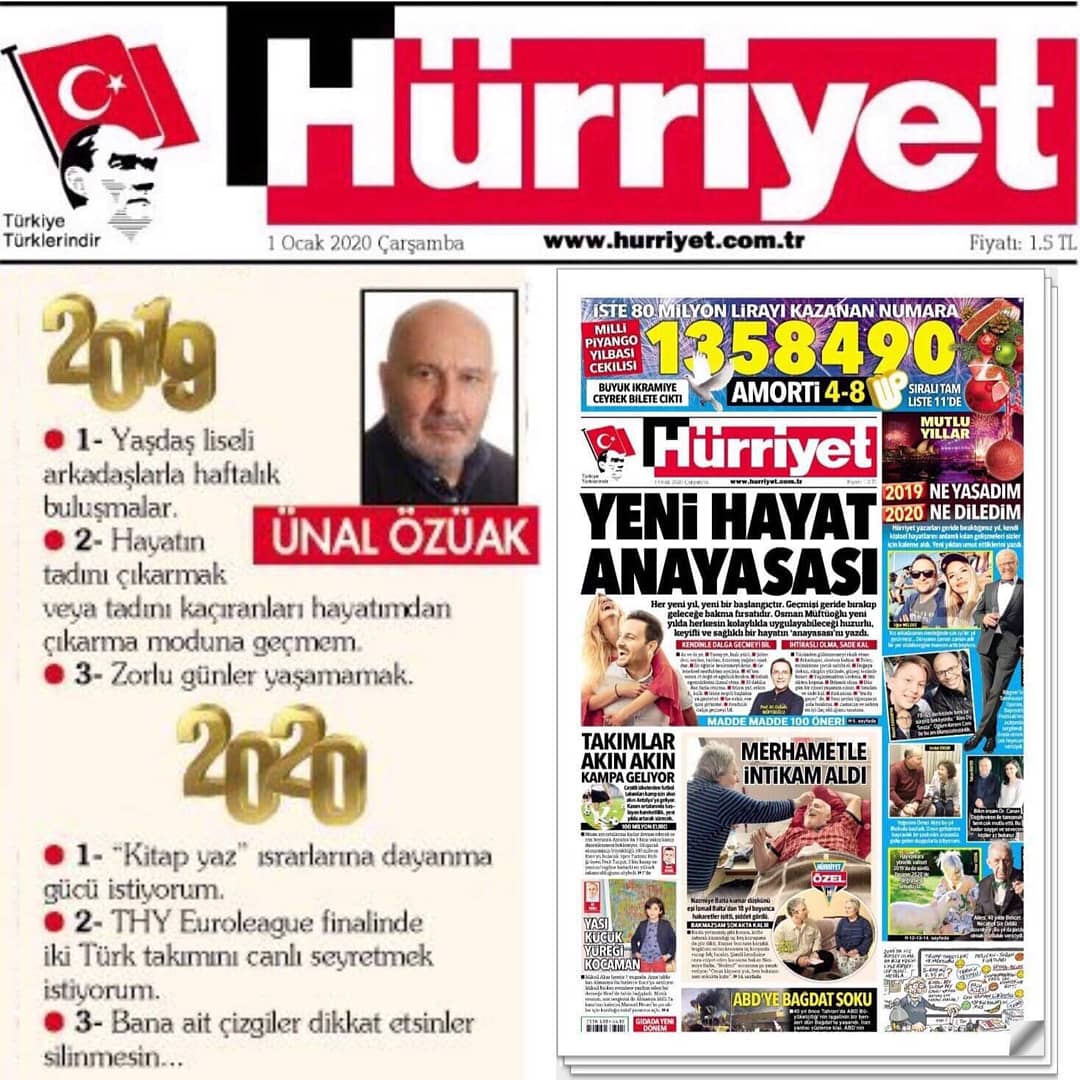 unal444's tweet photo. #ÜnalÖzüak #Hürriyet #HürriyetGazete #Yazarlar #01Ocak2020 #2019NeYaşadım #2020NeDiledim #2019 #Yaşadıklarım #2020 #Dilediklerim https://t.co/DL0yGzlRo4