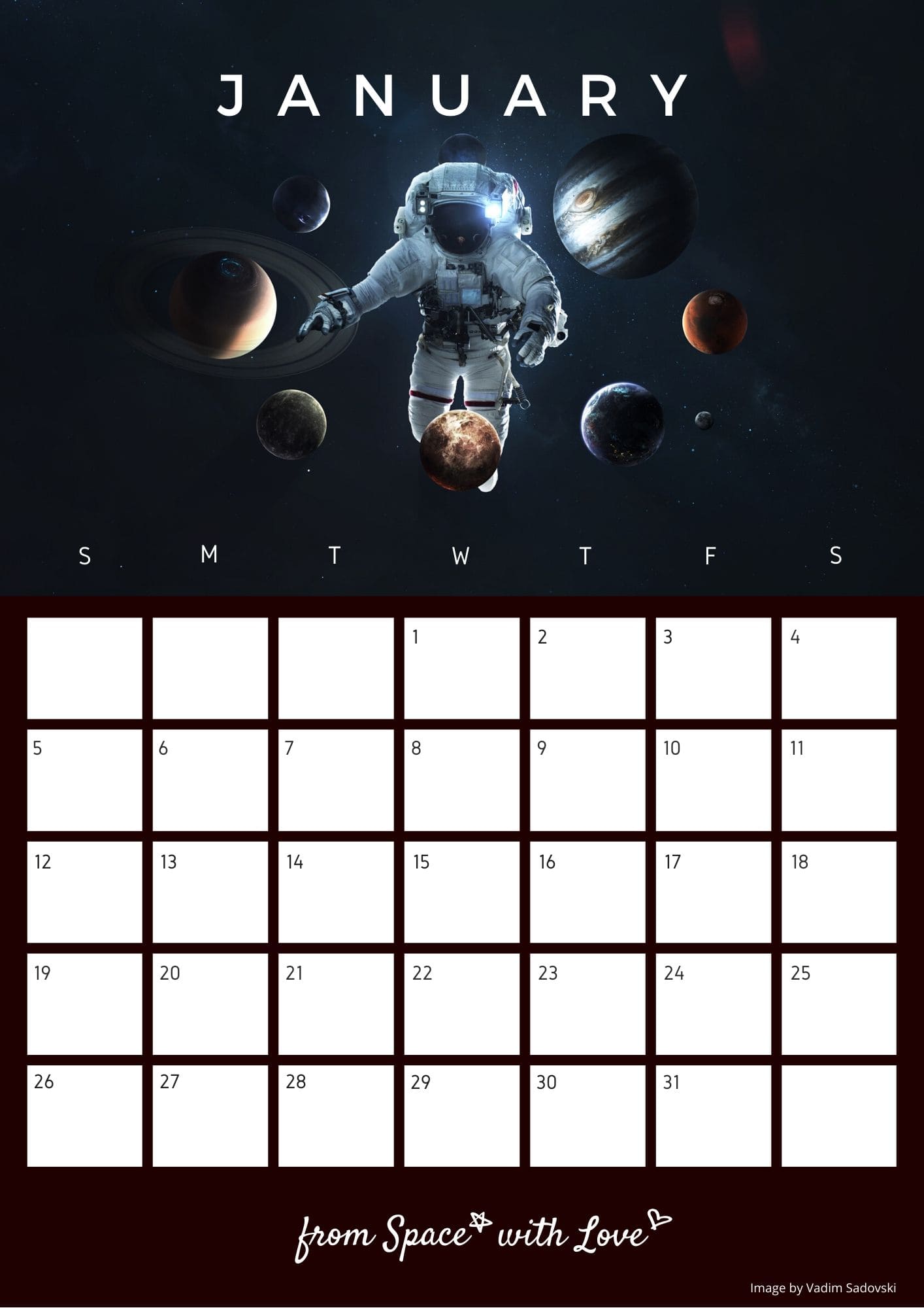 From Space With Love on X: "New month, new calendar for Space Lovers! 😉  Download and print in HD this January 2020 Space Calendar: 👉  https://t.co/iIG20OyMKr #space #january #calendar #2020calendar #newyear  #happynewyear #