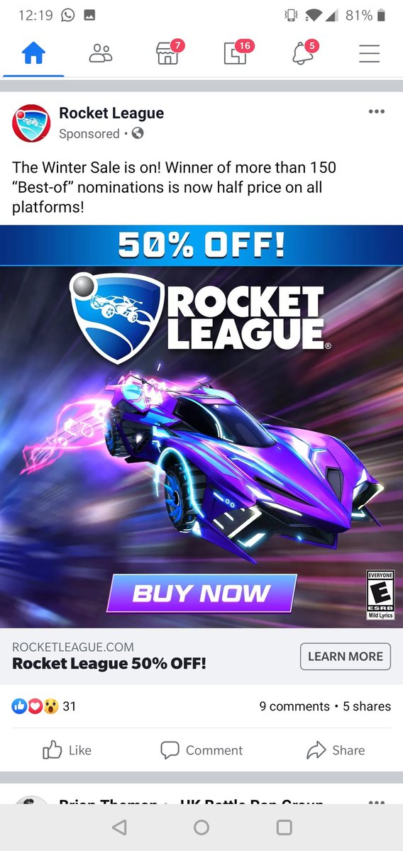 L33D5's tweet photo. @RL_Support keep getting this advert for half price on ALL platforms but not discounts on the game in the Nintendo eshop. Will this be getting addressed? https://t.co/jL9hgVtekG