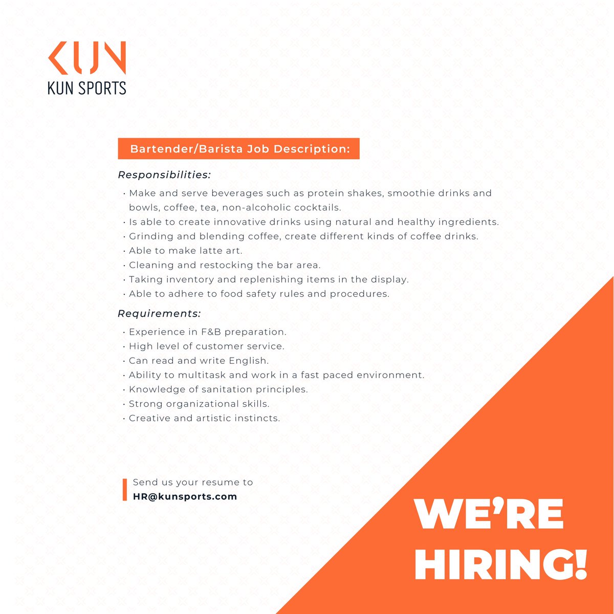 KunSports's tweet photo. We’re Hiring! #In_Jeddah https://t.co/5hvew22Bjr