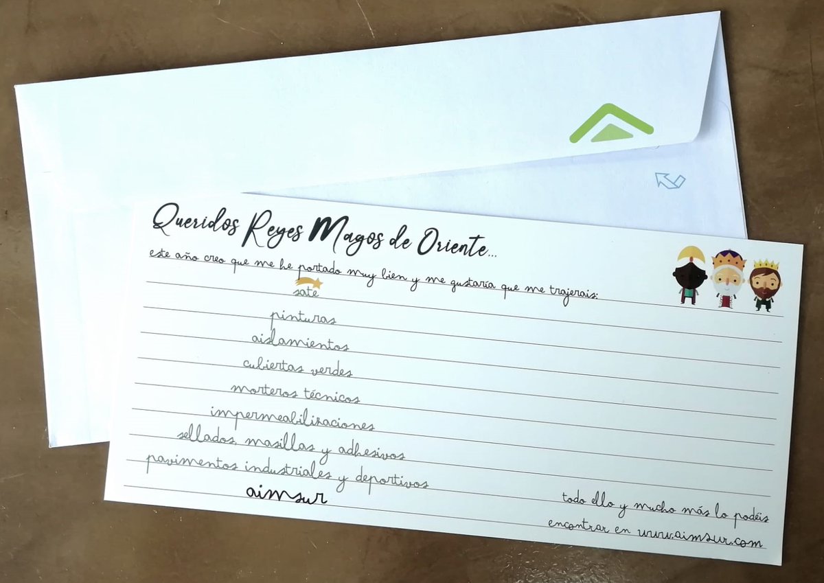 aimsursl's tweet photo. 📬 🤴 ¡¡¡ En #Aimsur ya tenemos escrita nuestra carta a SSMM los Reyes Magos de Oriente !!! 📝 🎁
#ReyesMagosdeOriente #Carta #Materiales #Construcción https://t.co/SW5PilGB1e
