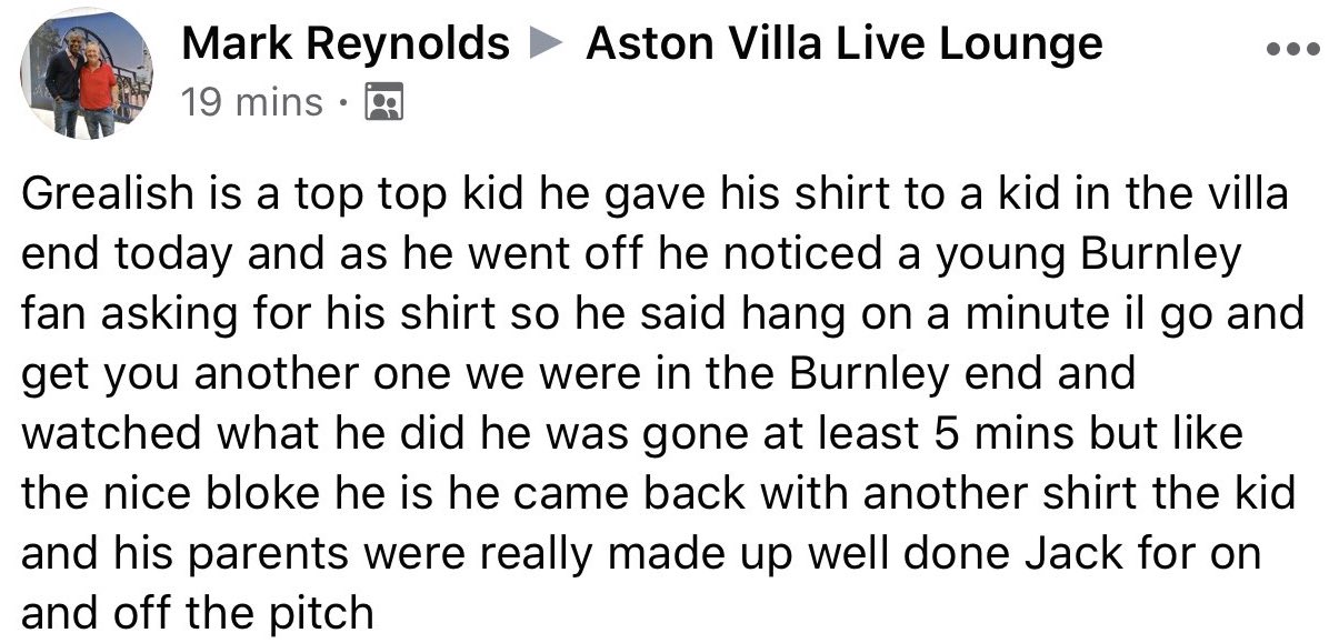 villareport's tweet photo. Great gesture, @JackGrealish1 👏 #avfc https://t.co/pdTUSGeTHY