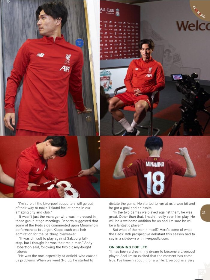 YSM50141351's tweet photo. Article about Minamino in matchday programme
#Minamino #lfc #matchdayprogram #liverpool https://t.co/MwI9WjeRvE