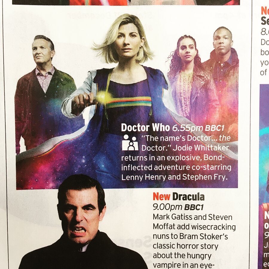 aye_alison's tweet photo. Day 1.
Section 1.
#jodiewhittaker as #drwho 
Cut from the Radio Times, Christmas 2019 edition.
Photo: BBC.
Stitched to the first 30 minutes of Sherlock S1, E1: A Study In Pink.
What a lovely day I’m having stitching a wonky napkin #365faces #alisonaye20 https://t.co/Dxvnz5OkNA