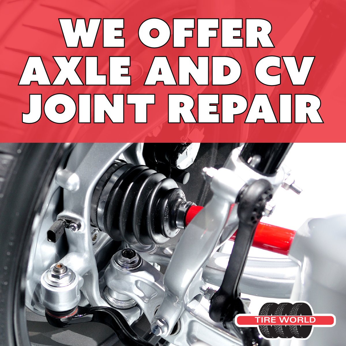 TireWorld1's tweet photo. Front-wheel, all-wheel and certain rear-wheel-drive vehicles with independent suspensions also use this same type of axle, which employs two CV joints to deliver flexible power to the wheels. Some vehicles even employ CV joint axles in the drivelines. https://t.co/TBfhAzVaTo