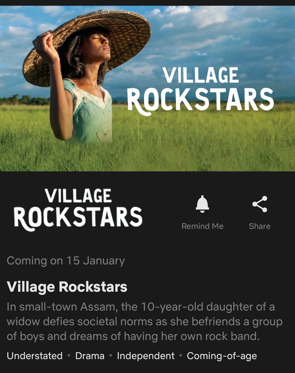 CinemaRareIN's tweet photo. . @rimadasFilm's widely acclaimed and awarded film #VillageRockstars (2018, Assamese), featuring #BhanitaDas  #ManabendraDas and #BasantiDas, streams on @NetflixIndia from Jan 15th.

@sanjaysuri @kahwafilms @VillageRockFilm https://t.co/b96fN4o4h5
