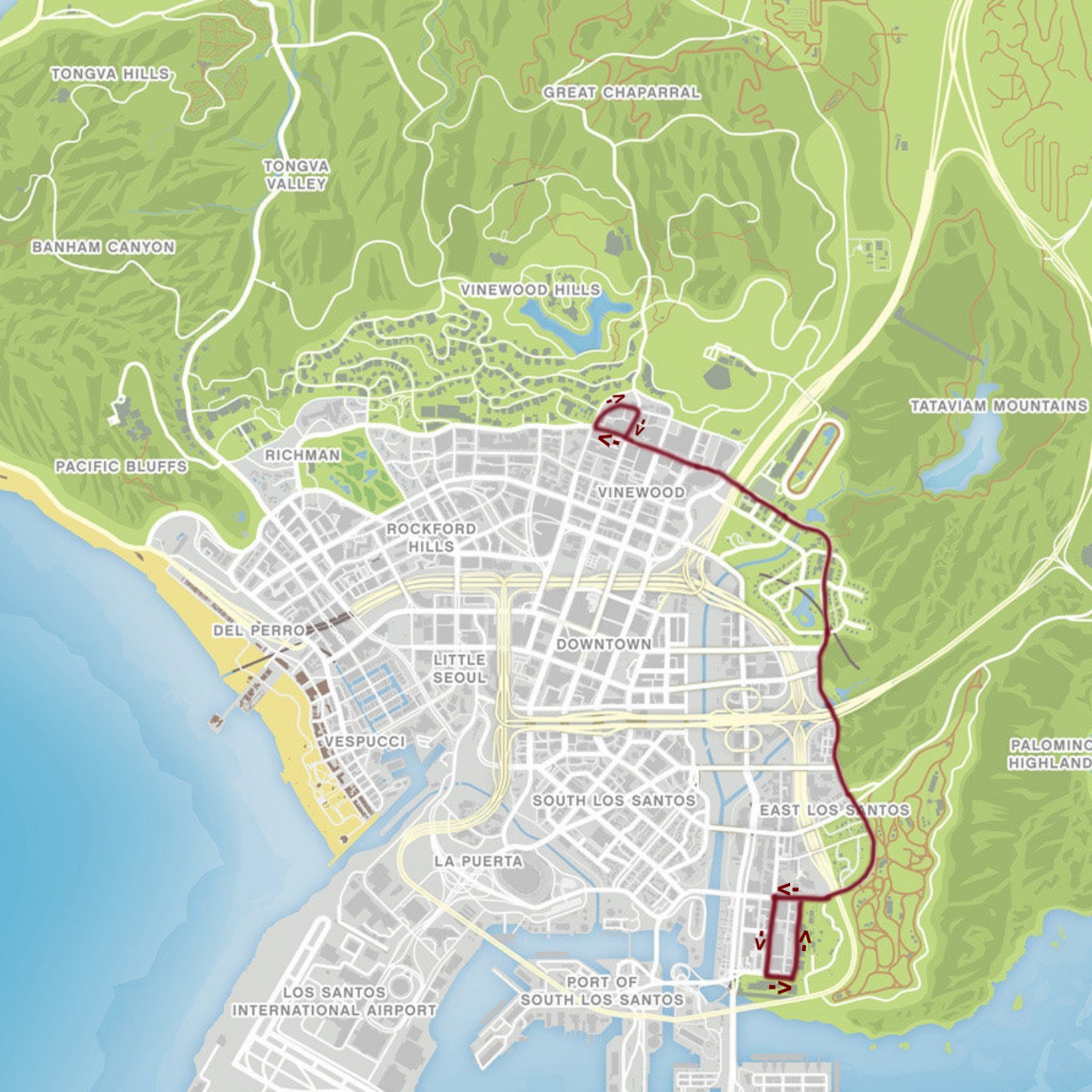 Where is Downtown Los Santos located In GTA 5?