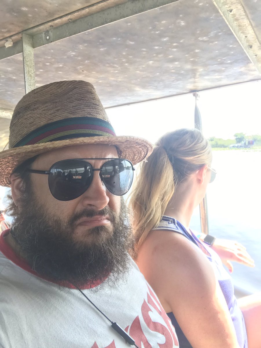 Baincast's tweet photo. @PFTompkins I am on a fan boat. Please tell J.W. Stillwater he is all I can think about. #crimego https://t.co/KjbYZ1SQc5