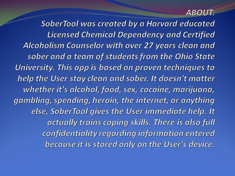 SoberTool_App's tweet photo. #sobertool could be the difference.  Try: APPLE: https://t.co/lhzwZziMJl … … … … … …  ANDROID: https://t.co/SIAPimAwHc … … … … … … … #addiction #alcoholism #recovery #RecoveryPosse #sober #sobriety #treatment #addictionrecovery #addictedwebseries  #bipolar #addicted https://t.co/7QEygNaxPv
