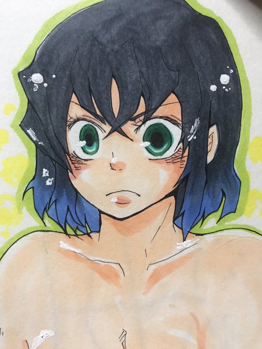 TOMOさんがTwitterに投稿した嘴平伊之助(鬼滅の刃)のイラスト。