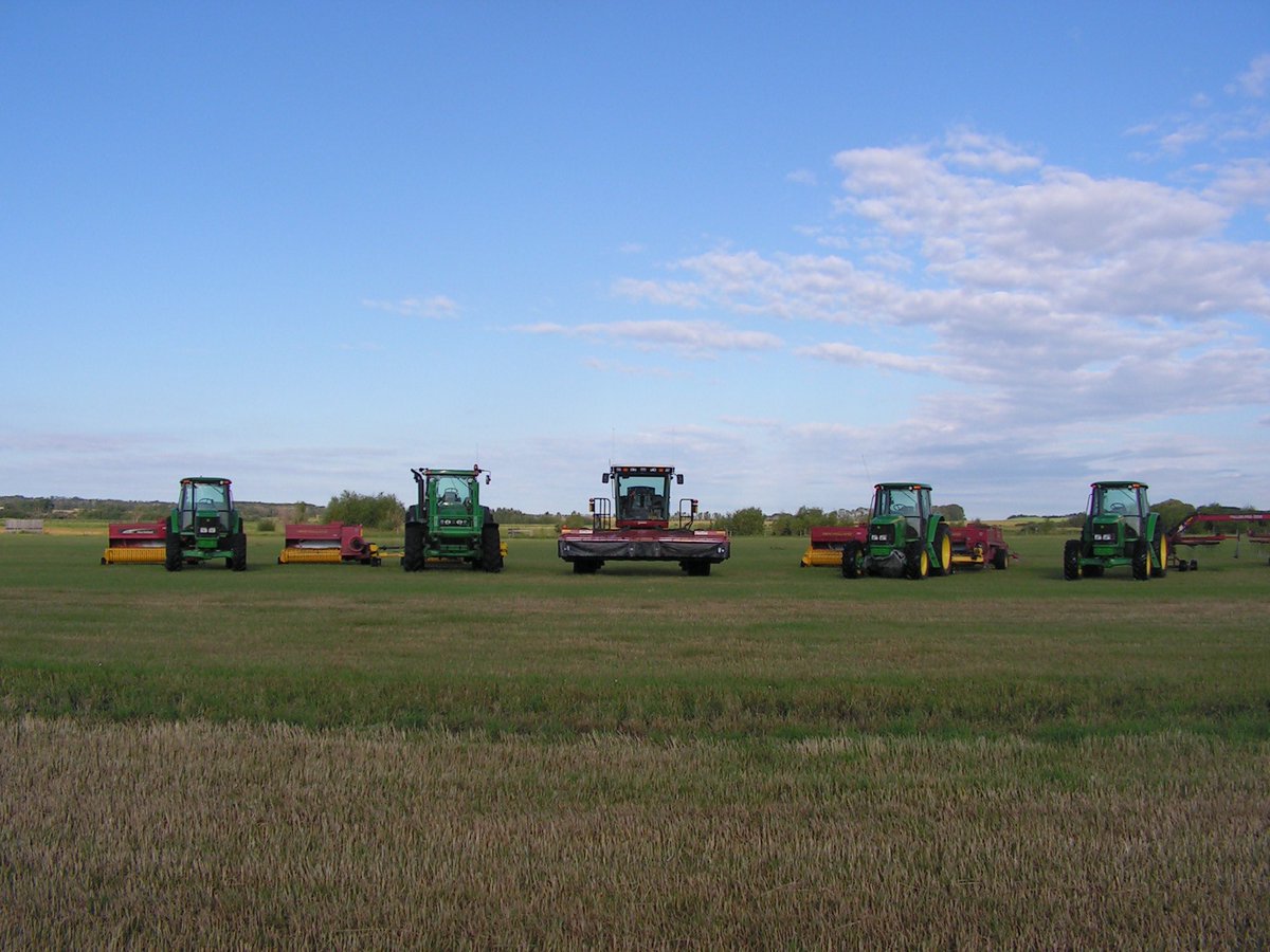 Back to when we had green tractors. I think about the year 2000. 5 small square balers doing what one large baler does now.