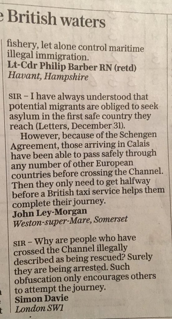 The compassion of #DailyTelegraph readers. Living in the past, deeply concerned about a few 100 migrants and a fishing industry worth less than 0.1% of UK GDP.

#NewYearsDay2020