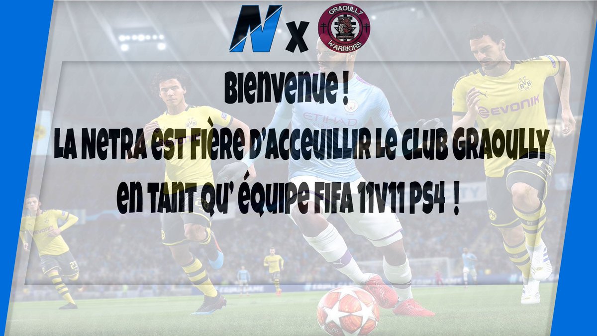 Structure_Netra's tweet photo. [RECRUTEMENT] 

Il s'agit du tout premier recrutement de l'année 2020 pour la Netra ! Nous avons le plaisir de vous annoncer l'arrivée du club @GRAOULLYWRS  en tant qu'équipe 11v11 #FIFA20 ! 

En espérant que cette collaboration porte de beaux fruits. https://t.co/kQASsH8vWb