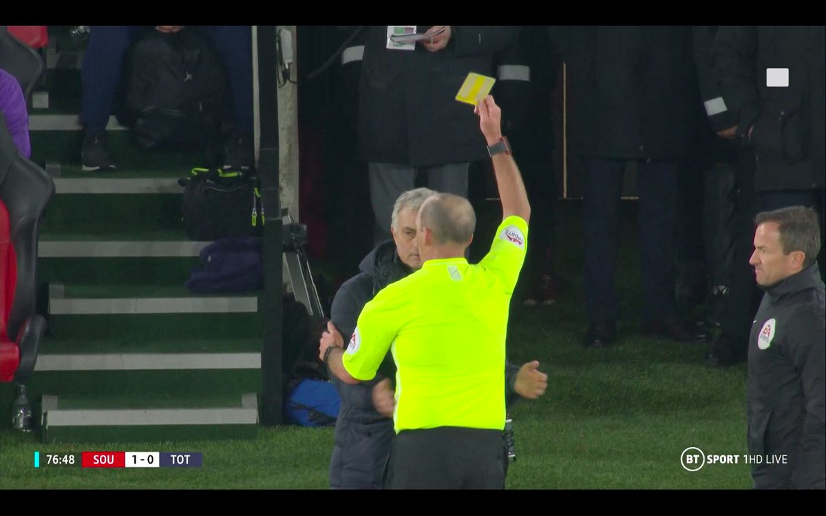 Footballtweet's tweet image. José Mourinho has been booked for going over to Southampton's coaching staff and reading their tactics. 🤣

Never change, José.