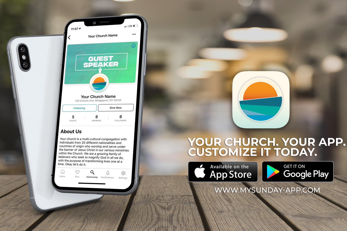 MySunday™ is officially ready to download on all platforms. We’ve worked hard on this project and would love to have your support! 

MySunday is a mobile app created to connect the church and surrounding believers. 

Download the app and encourage your church, or pastor to join.