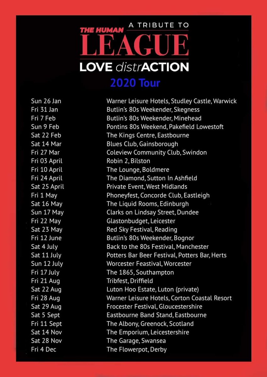 Happy New Year to you all and thank you for all your support in 2019. Looking forward to seeing you at our shows in 2020!
#humanleaguetribute #lovedistraction #humanleague