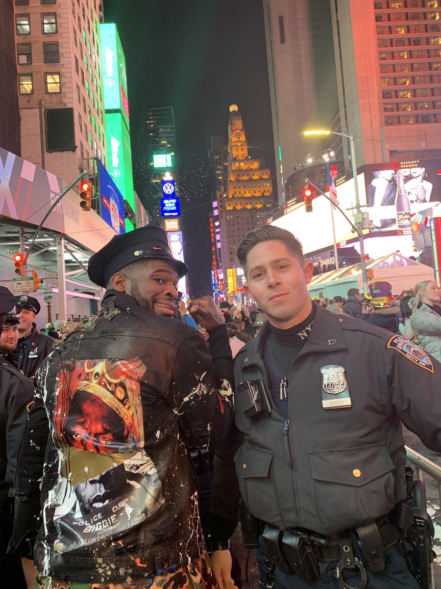 PKSubban1's tweet photo. In the mix at Times Square to kick off the new year! Thanks to all the officers &amp; first responders for keeping us safe! 🙏🏿😁😈 #HappyNewYear2020 #bluelinebuddies https://t.co/3tc86kjqgh