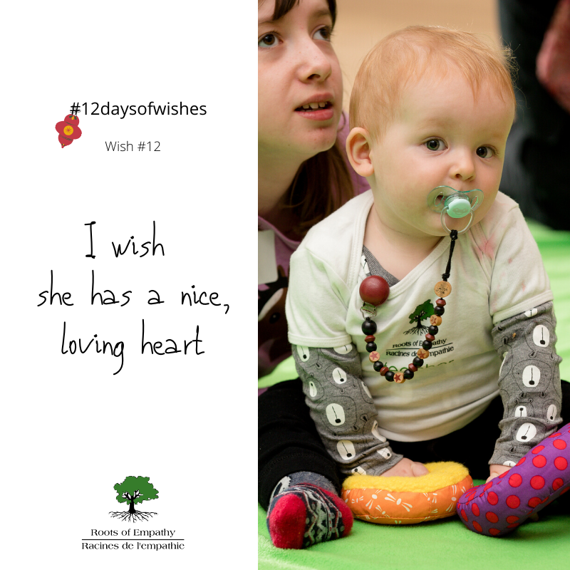 RootsofEmpathy's tweet photo. Happy New Year - and happy new decade! Here is wish #12 - and we'd like to make it universal. May we all grow loving hearts. https://t.co/zQo4CmZjhr