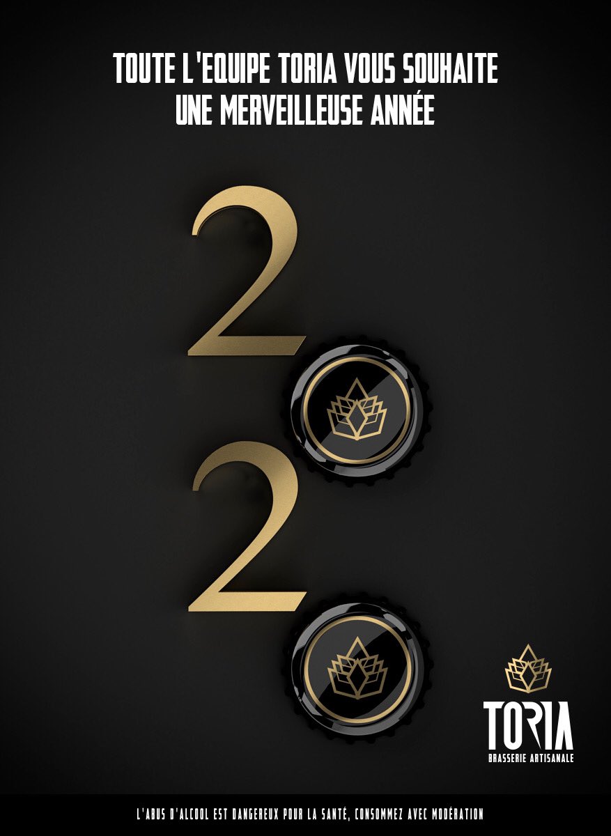 TORIA_BEER's tweet photo. Tout l’équipe TORIA vous souhaite une merveilleuse année 2020...
#toriabiere #toriabrasserie #biereartisanale #craftbeer #Béziers #happynewyear2020 https://t.co/3Ej3sAHX6y