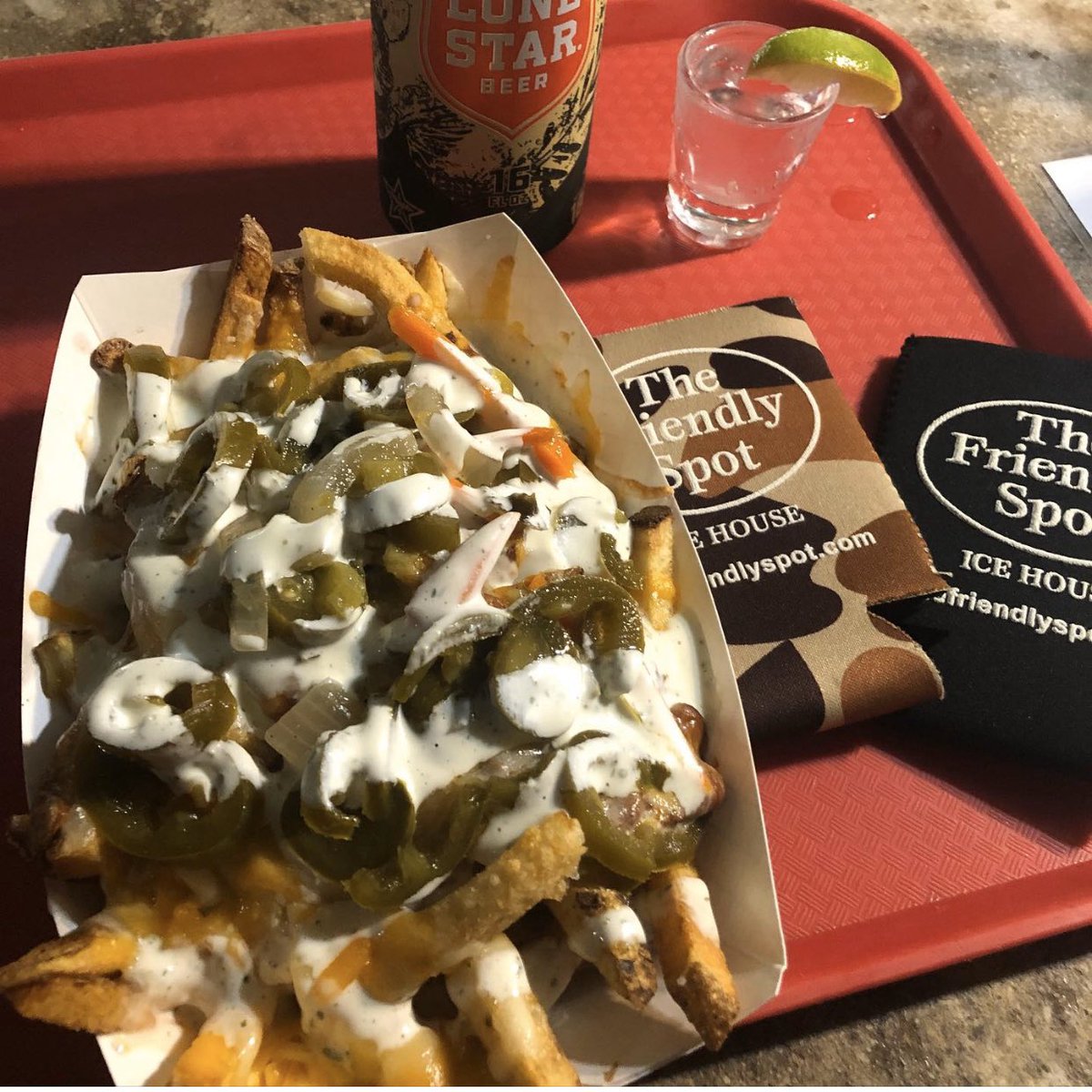 thefriendlyspot's tweet photo. Happy New Year Friends! #friendlycan $2.75 @pabstblueribbon Easy tallboys &amp; $4 @karbachbrewing Love Street tallboys. Grab new Loaded Fries &amp; $5 @jackdaniels_us besties #veryfriendly #craftbeer #friendlyeats #southtown #southtownsatx #friendlyslide #rainbowslide #hugeslide https://t.co/PAH576PV3e