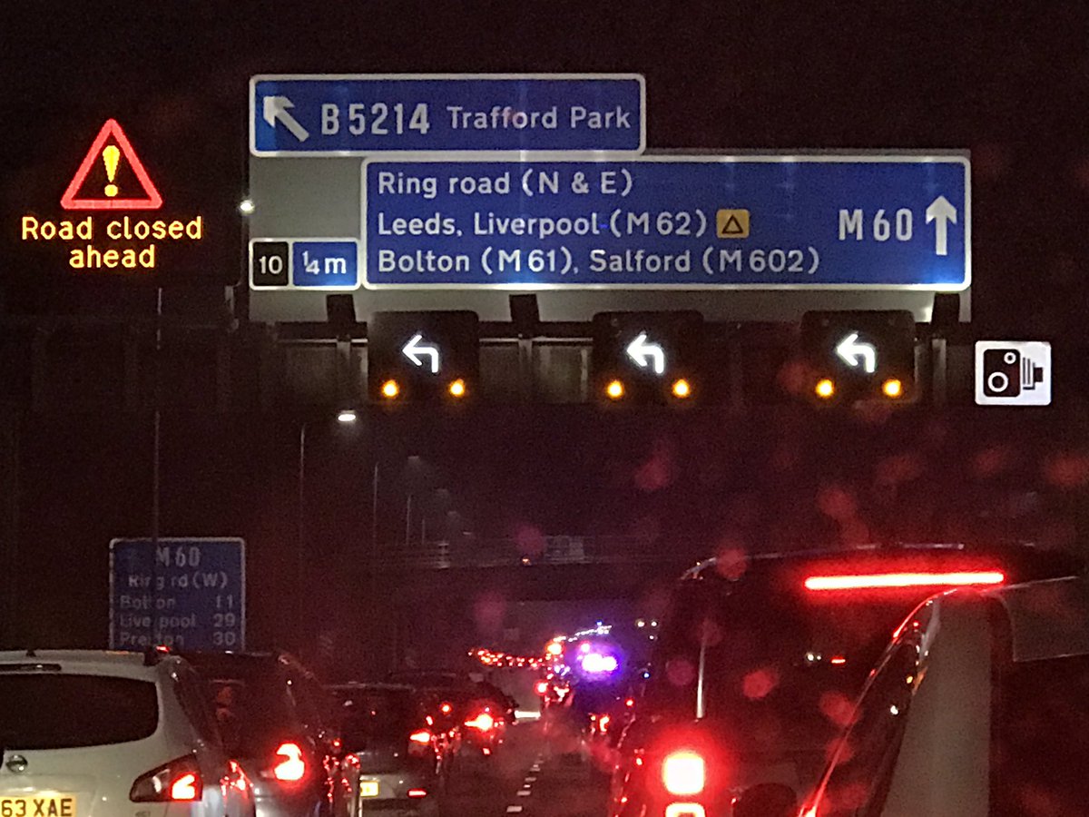 ABritSoutherner's tweet photo. Barely moving on the #M60 just before J10 at #BartonBridge with a reported police incident taking place! Been sat here 50 minutes so far! @MENnewsdesk @HighwaysNWEST @gmpolice #traffic #Manchester https://t.co/UEmSs44Max
