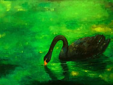 Черно зеленая картина. Черный лебедь картина. Зеленый фон живопись. Черный лебедь живопись. Картины маслом на зеленом фоне.