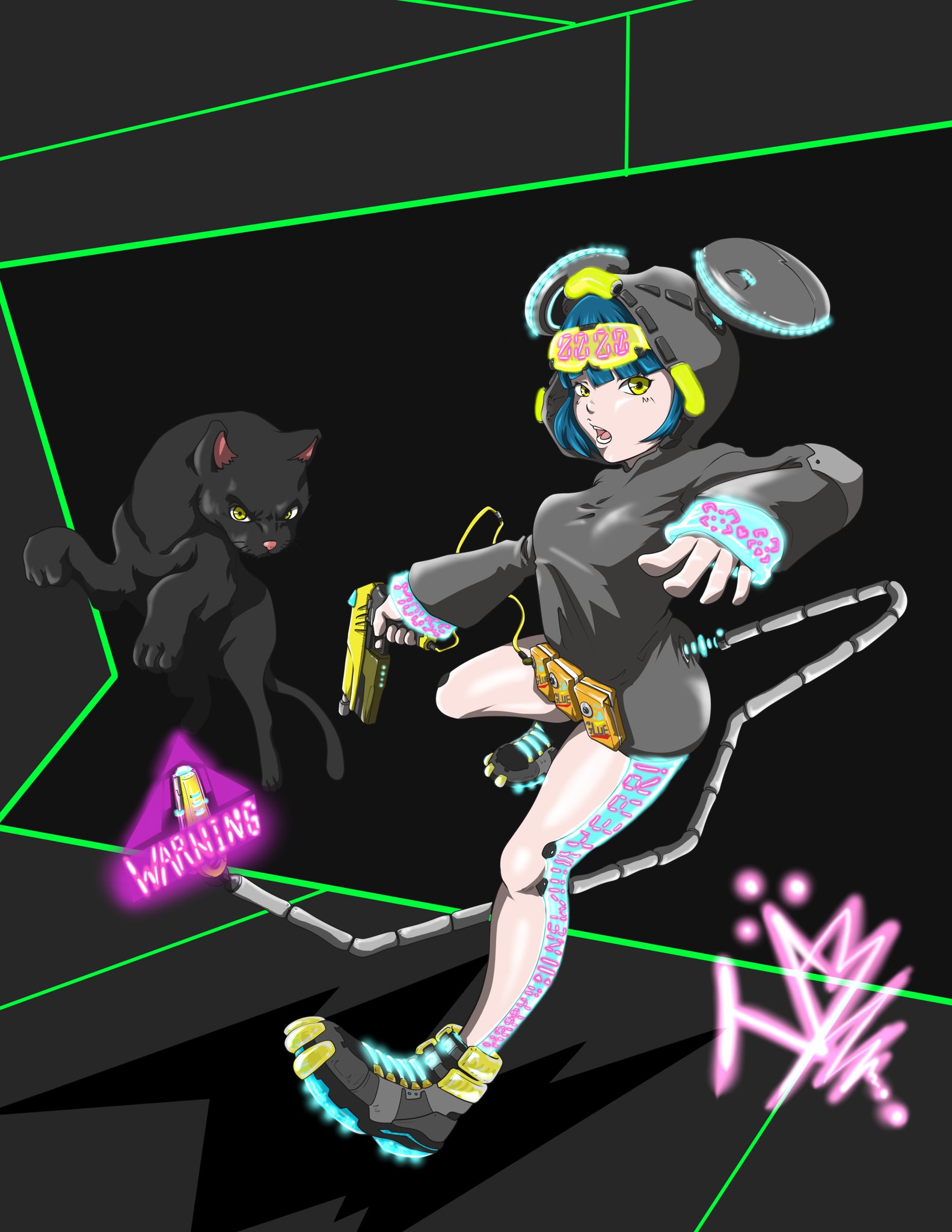 青木 伴イラストレーター あんよチャン 作者 謹賀新年 明けましておめでとうございます 子年ということで 近未来風ネズミ娘と相棒の猫を 今年も色々描くぞー Bladerunner Cyberpunk77 Backtothefuture 子年イラスト あけおめイラスト