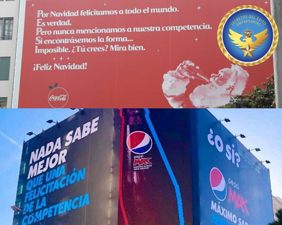 MarketingDexito's tweet photo. Marketing amistoso COCA-COLA &amp; PEPSI.
#PEPSIRESPONDE #positivo  #MarketingDigital  #Marketing  #CocaColaNavidad  #pepsimaxresponde https://t.co/Lo7AlXpEyQ
