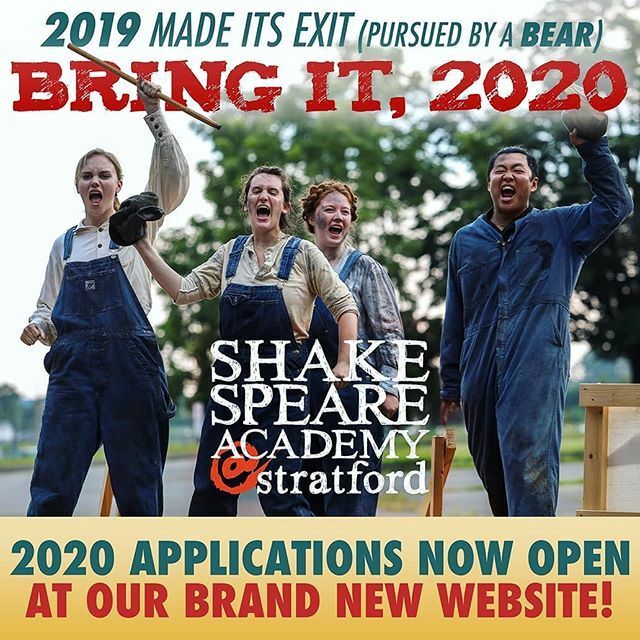 ShakesAcademyCT's tweet photo. It's a new day! It's a new decade! And at Shakespeare Academy @ Stratford we're tearing into 2020 like we've got a bear on our heels. APPLICATIONS for the SUMMER 2020 ENSEMBLE are NOW OPEN at our gorgeously redesigned website (courtesy of the brilliant @… https://t.co/KB5HEZydrr https://t.co/DqkKjOHd0n