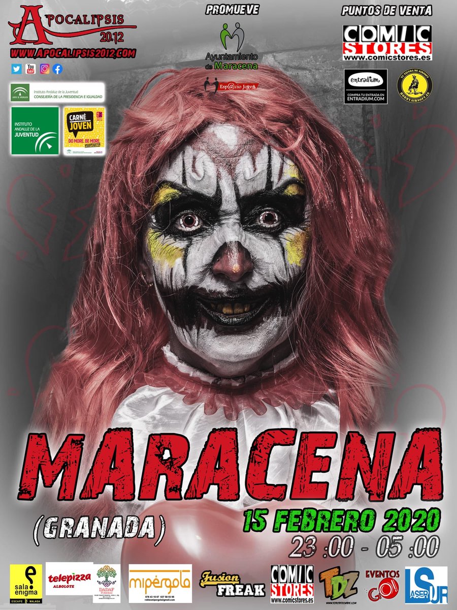 Lo prometido es deuda , y empezamos el 2020 tal i como terminamos el 2019,En Maracena . El próximo 15/02/2020
 #ocioalternativo #halloween #sanvalentin  #marcena #Apocalipsis2012 #a2012maracena #carnejoven #andalucia #granada #fusionfreak #nosolofreak #eventosGo #tododezombie