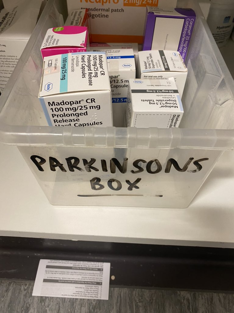 Although awaiting stock we have started to create our parkinsons box to use to aid our nurses in finding time critical medicines easily and promptly, and other medical wards can use if required @UHL_Team_SM #getitontime #parkinsonsuk  @pdinfocus