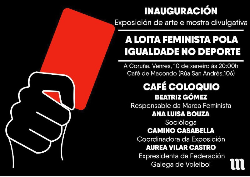 As deportistas son un exemplo de como rachar coas barreiras que o machismo proxecta sobre as mulleres. 

O 10 de xaneiro agardámosvos na Coruña cun Café - Coloquio sobre a loita feminista pola igualdade no deporte 

#MarcalleUnGolAoMachismo
#TarxetaVermellaAoMachismo