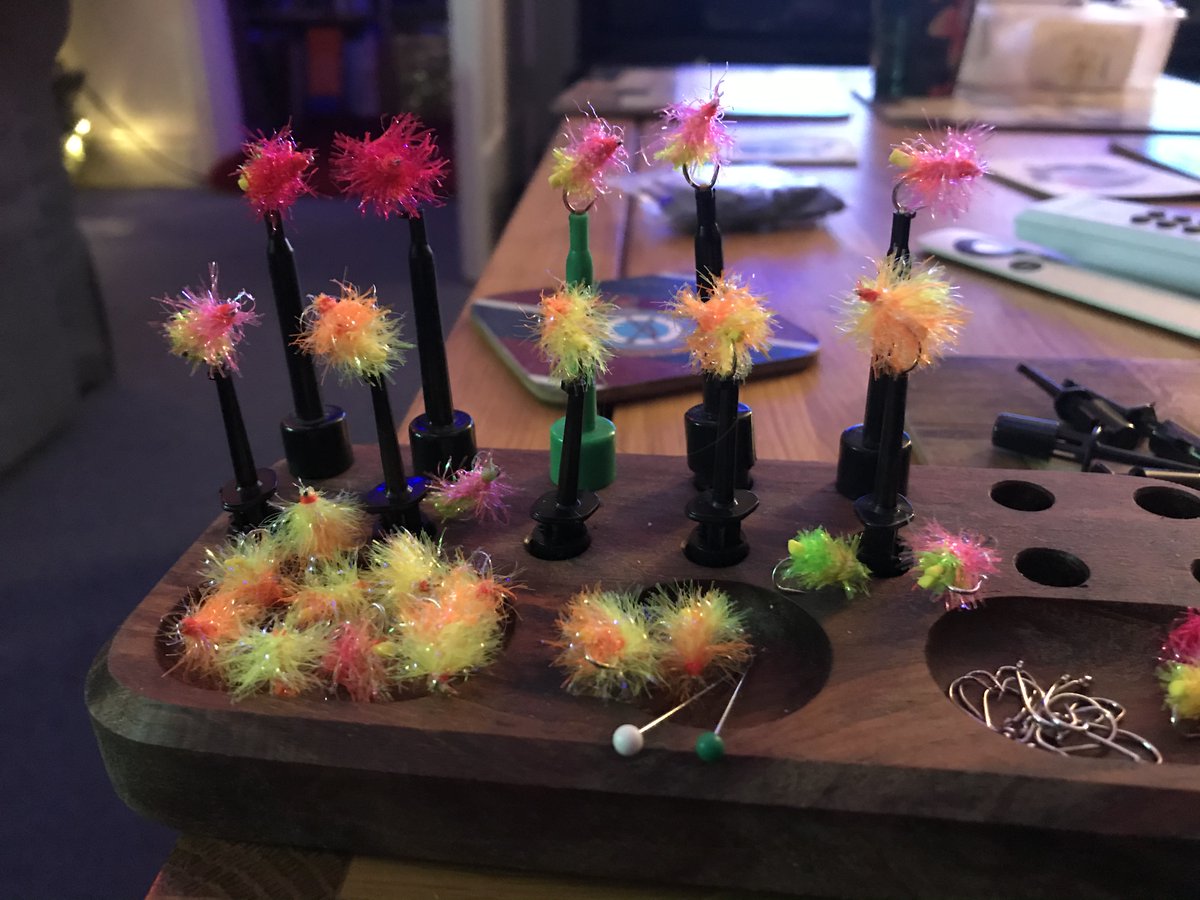 A New Year’s Day of Riley practicing tying some fabs on <a href="/Partridge_Hooks/">Partridge Hooks</a> #flytying #flyfishing #autism #autismfishing