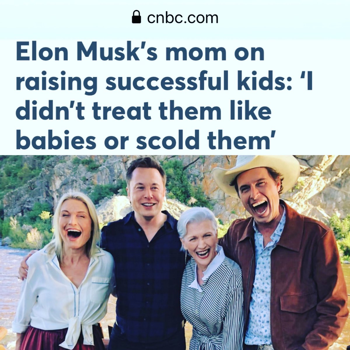 Maye Musk Thank You Cnbc Cnbcmakeit For The Quotes And Photos From My Book Awomanmakesaplan My Kids And I Do Have A Lot Of Fun Toscamusk Elonmusk Kimbal Happy