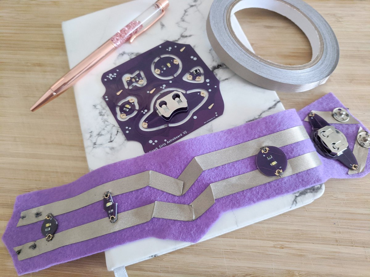 Prepping for some wearable tech workshops and designed these hero armband kits for kids. Conductive fabric tape is a game changer. #WearableTech  #steam