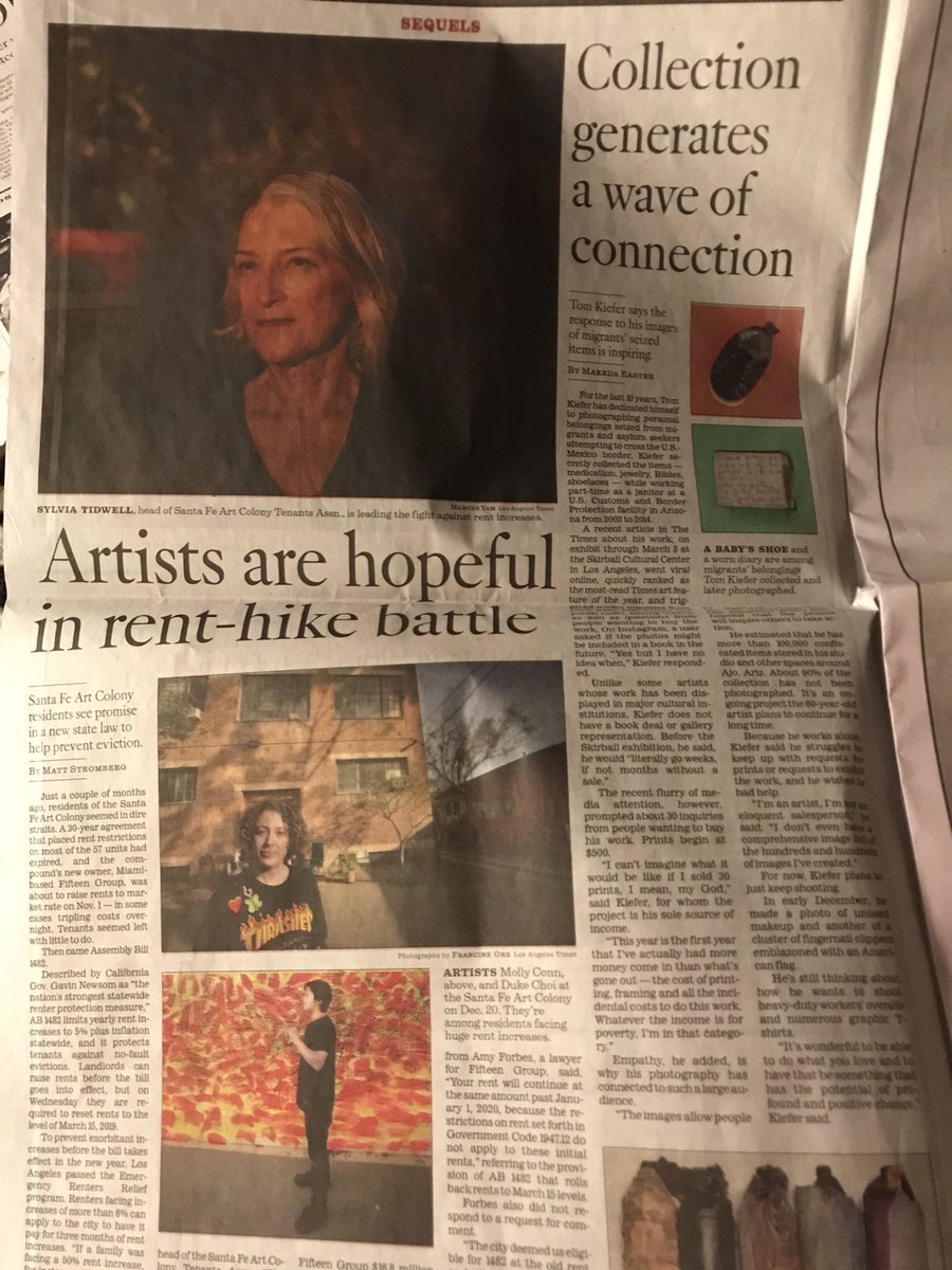 SFACdtla's tweet photo. In the @latimes news paper today. Article by @MattStromberg #saveSFAC @LACity @CityAttorneyLA @josehuizar @CD6Nury @mhdcd8 @HerbJWesson @KTLA @CurbedLA @HistoricCore @dtlaartdistrict @MayorOfLA @saveSFAC #StopRentGouging #greedy #dirty #fifteengroup @LAFD @LAPDHQ @HousingHumanRt https://t.co/RwzHhaNunR