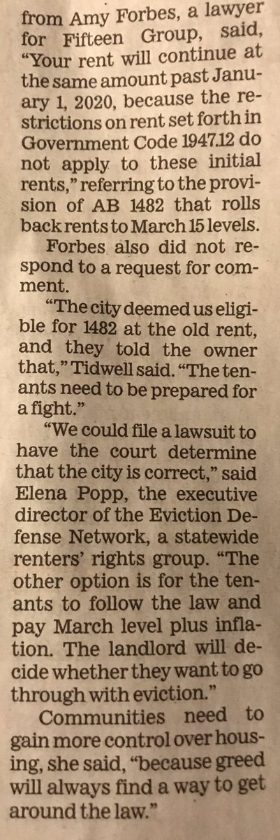 In the <a href="/latimes/">Los Angeles Times</a> news paper today. Article by <a href="/MattStromberg/">Matthew Stromberg</a> #saveSFAC <a href="/LACity/">City of Los Angeles</a> <a href="/CityAttorneyLA/">L.A. City Attorney Hydee Feldstein Soto</a> <a href="/josehuizar/">Jose Huizar</a> <a href="/CD6Nury/">cd6nury</a> <a href="/mhdcd8/">Marqueece Harris-Dawson</a> <a href="/HerbJWesson/">Herb J. Wesson, Jr.</a> <a href="/KTLA/">KTLA</a> @CurbedLA <a href="/HistoricCore/">Historic Core</a> @dtlaartdistrict <a href="/MayorOfLA/">Mayor Karen Bass</a> <a href="/saveSFAC/">Santa Fe Art Colony Tenants Association</a> #StopRentGouging #greedy #dirty #fifteengroup <a href="/LAFD/">LAFD 🔥</a> <a href="/LAPDHQ/">LAPD HQ</a> <a href="/HousingHumanRt/">Housing Is A Human Right™</a>