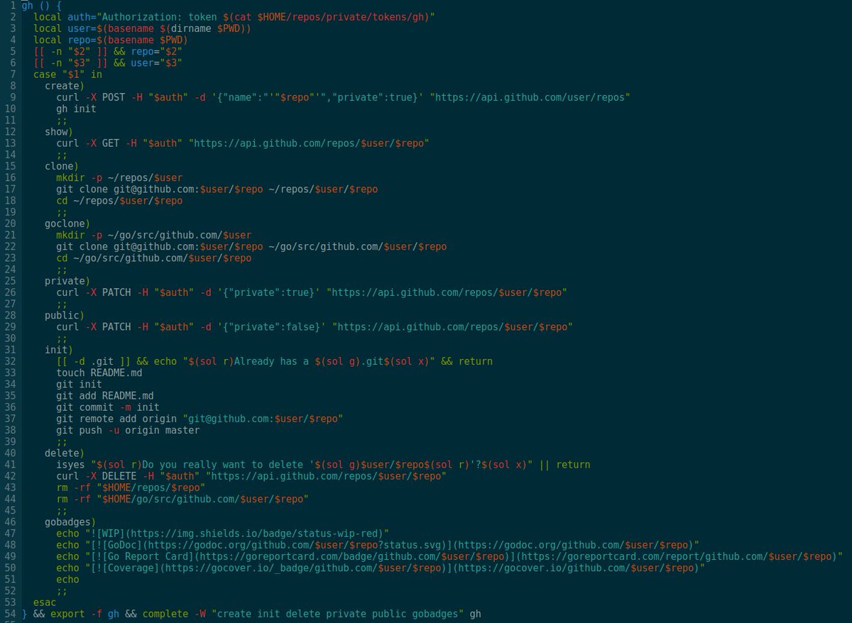 skilstak's tweet photo. A challenge for the new decade: 

What language are these functions written in?
What version of the language is required?
What do they do, specifically?

#100daysofcode #linux #github #gitlab #golang #bash #shell #curl #rest #apis #tips #tools #coding #CodeNewbie #cli https://t.co/BkBhadoEPJ