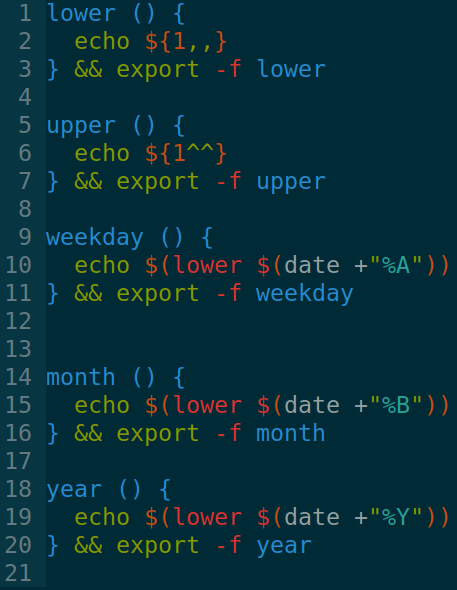 skilstak's tweet photo. A challenge for the new decade: 

What language are these functions written in?
What version of the language is required?
What do they do, specifically?

#100daysofcode #linux #github #gitlab #golang #bash #shell #curl #rest #apis #tips #tools #coding #CodeNewbie #cli https://t.co/BkBhadoEPJ