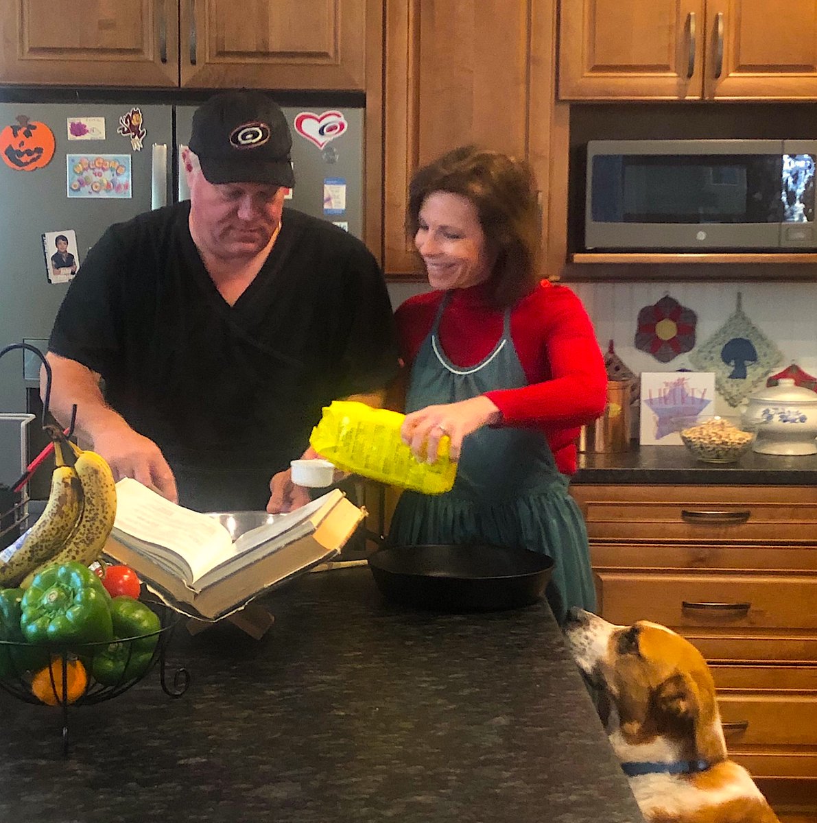 Teaching Brent (and Lilah) to make cornbread to go with our black eyed peas and collards. Wishing you a happy and prosperous New Year!