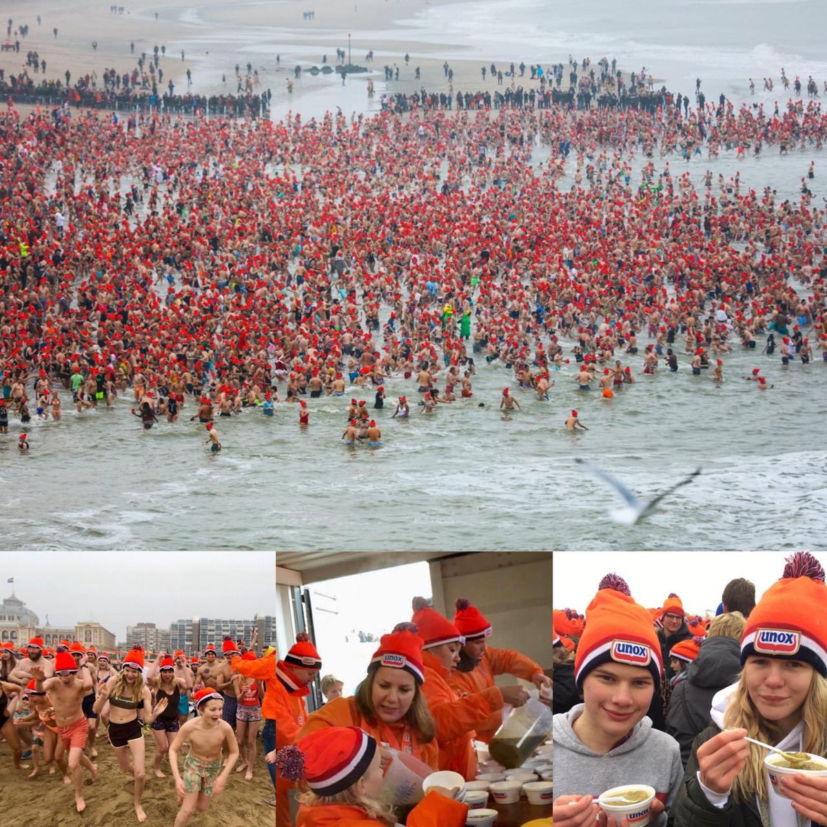 Vandaag begonnen meer dan 60.000 mensen het nieuwe jaar goed met de <a href="/Unox/">Unox</a> #nieuwjaarsduik