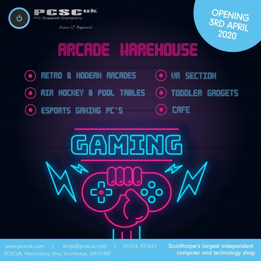 PCSCuk's tweet photo. So@exciting to be bringing our #arcade #esports centre to Scunthorpe opening April 3rd https://t.co/9lJNqRdgvw
