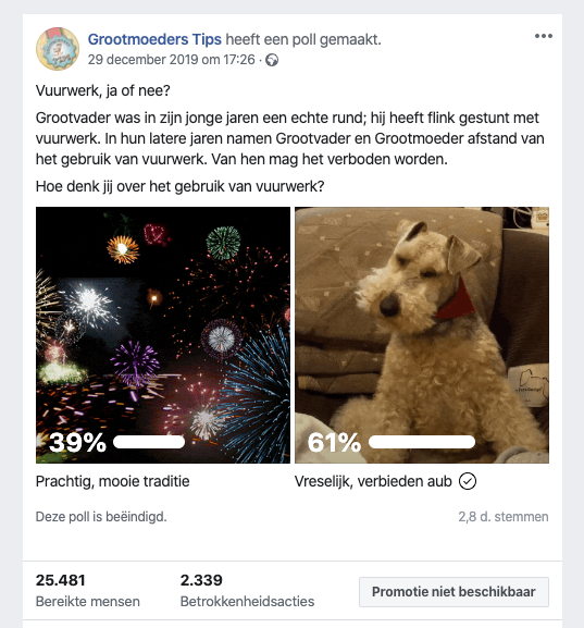 StanVanEck's tweet photo. De bezoekers van mijn Facebookpagina #GrootmoedersTips zijn in overgrote meerderheid voor een #vuurwerkverbod. En daar sluit deze #grootvader zich van harte bij aan.
Zie voor reacties: https://t.co/tl5RAZGCxl https://t.co/iSrfjkF9bI