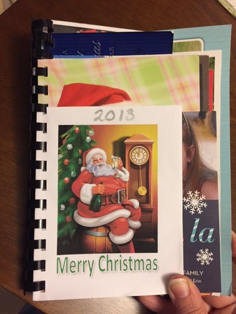 askmaryellenwhy's tweet photo. @tdstech Yes! You're going to love looking back. (If you don't get to it, just put them in a big ziplock bag, and kick off the season by doing it next year, or let your kids help!) Here is a stack I had Office Depot bind.  #coffeetablebook #christmascard https://t.co/4AZ7lFnMPt