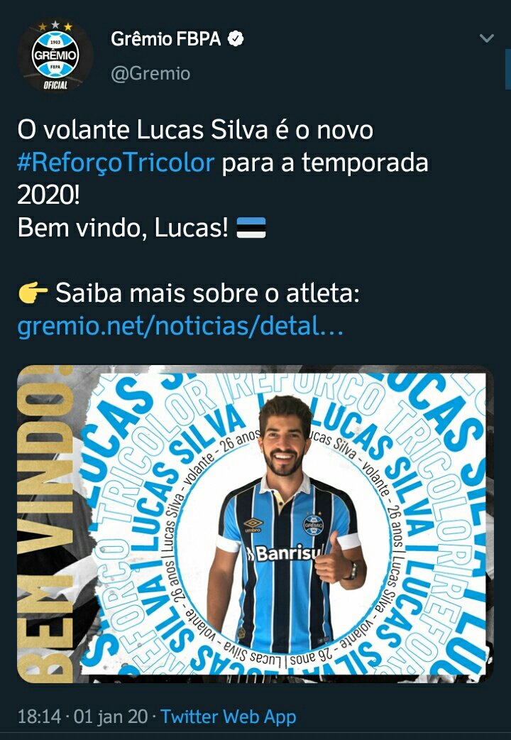 pam_cantarelli's tweet photo. JB Filho:"Pq é impossível contratar Lucas Silva"
O Grêmio: https://t.co/3URY9yzFMq