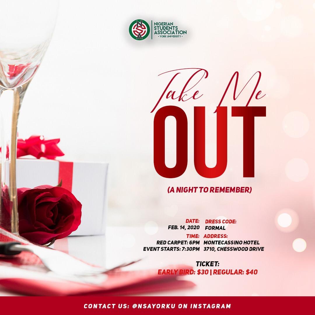 Nsayorku's tweet photo. We have an important announcement to make...TAKE ME OUT IS BACK ‼️‼️This highly anticipated event will be happening on Valentine’s Day, February 14th, 2020 . We can’t wait for you all to experience this night to remember 🥰🥰More details are on the way, so please stay tuned! 😊 https://t.co/gS2UiF6HeL