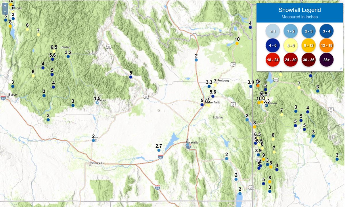 Here's a look at selected snowfall reports over the last 24 hours. Some
