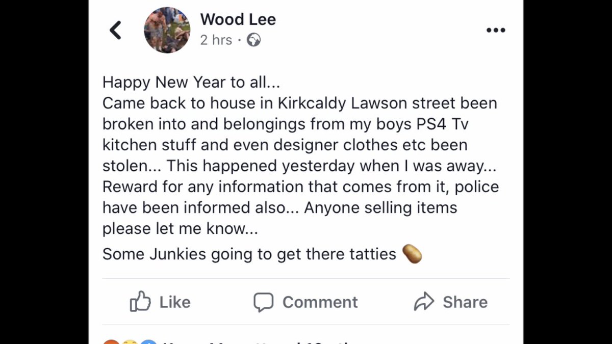 RT’s in kirkcaldy area, hopefully find out whoevers turned over this guys house! 👎