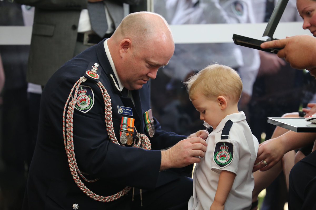 NSWRFS's tweet image. The #NSWRFS farewelled one of our own today, Geoffrey Keaton, one of two firefighters who lost their lives fighting fires on 19 December 2019. @RFSCommissioner Fitzsimmons honored Geoffrey today by posthumously awarding him Commissioner’s Commendations for Bravery and Service.